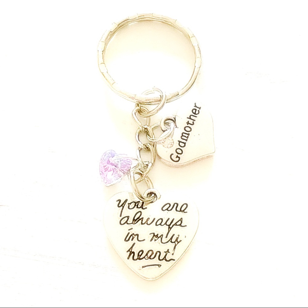 Personalized 🌷 Godmother Silver Keychain Gift
